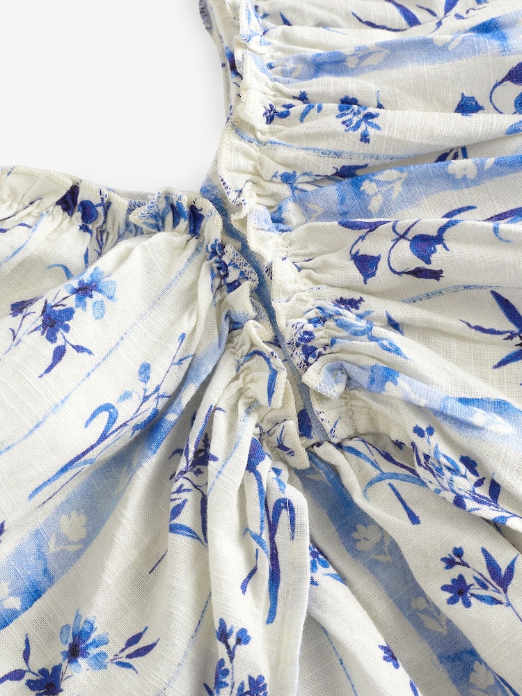 Blue Floral Printed Ruffle Dress (3-16yrs) - Image 7 of 7