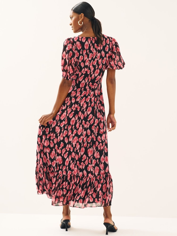 Maya Black Twist Front Puff Sleeve Midaxi Dress - Image 2 of 4 Maya Black Twist Front Puff Sleeve Midaxi Dress - Image 2 of 4