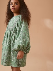 Green Printed Cotton Dress (3-16yrs) - Image 2 of 8