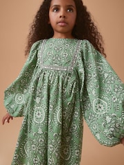 Green Printed Cotton Dress (3-16yrs) - Image 3 of 8