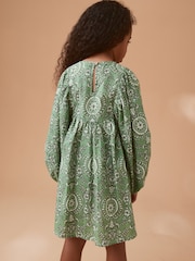 Green Printed Cotton Dress (3-16yrs) - Image 4 of 8
