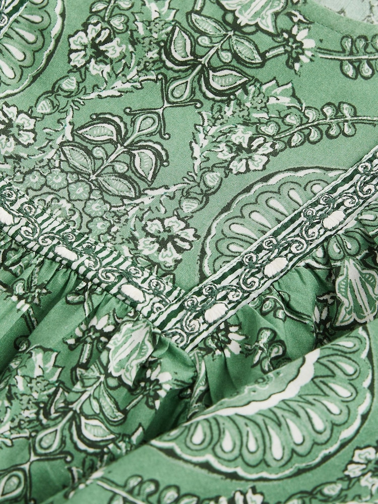 Green Printed Cotton Dress (3-16yrs) - Image 8 of 8
