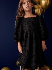 Black Textured Party Dress (3-16yrs) - Image 1 of 8