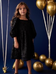 Black Textured Party Dress (3-16yrs) - Image 2 of 8