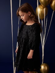 Black Textured Party Dress (3-16yrs) - Image 4 of 8