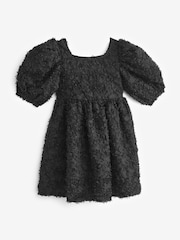 Black Textured Party Dress (3-16yrs) - Image 6 of 8