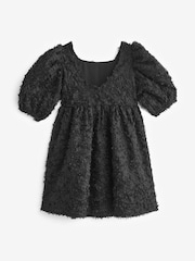 Black Textured Party Dress (3-16yrs) - Image 7 of 8