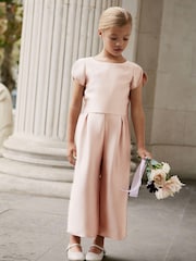 Pink Satin Bridesmaid Jumpsuit (3-16yrs) - Image 1 of 7
