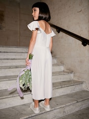 Ivory White Pleated Satin Jumpsuit (3-16yrs) - Image 2 of 8