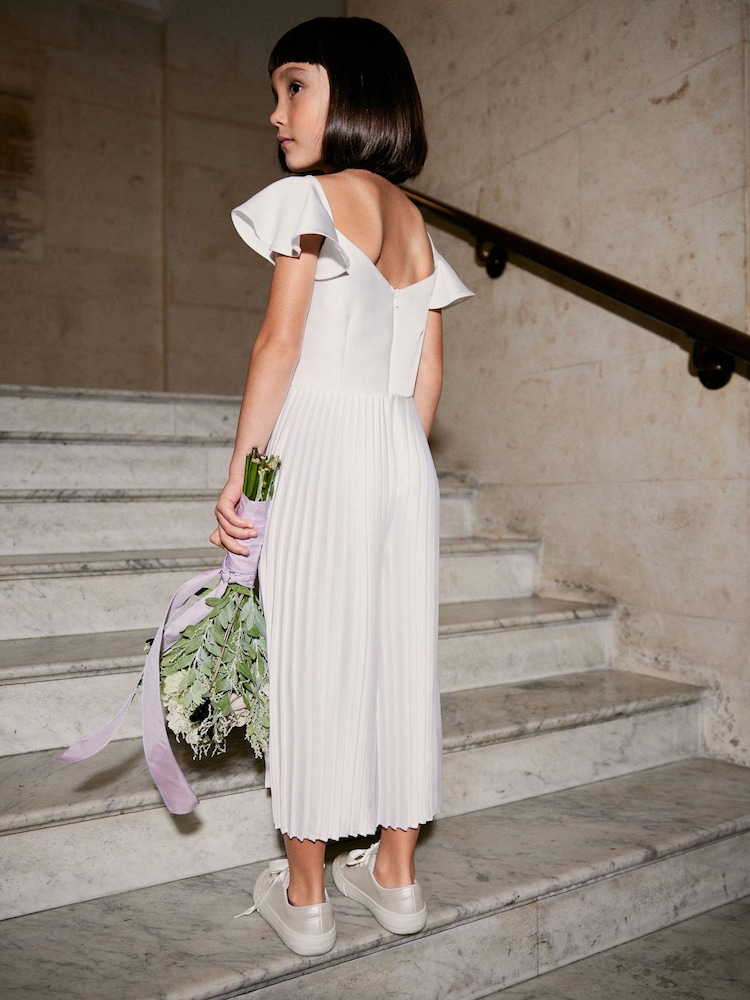 Ivory White Pleated Satin Jumpsuit (3-16yrs) - Image 2 of 8