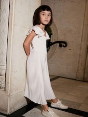 Ivory White Pleated Satin Jumpsuit (3-16yrs) - Image 3 of 8