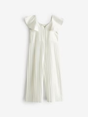 Ivory White Pleated Satin Jumpsuit (3-16yrs) - Image 7 of 8