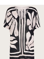 Monsoon Black 100% Cotton Palm Print Knit Top - Image 5 of 5