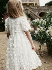 White 3D Flower Occasion Dress (3-10yrs) - Image 3 of 7