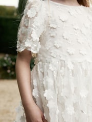 White 3D Flower Occasion Dress (3-10yrs) - Image 4 of 7