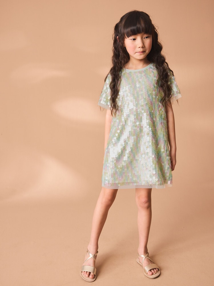 Mint Green Sequin Party Dress (3-16yrs) - Image 2 of 7