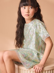 Mint Green Sequin Party Dress (3-16yrs) - Image 4 of 7