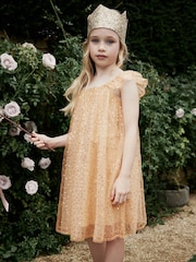 Gold Sequin Tulle Party Dress (3-16yrs) - Image 1 of 7