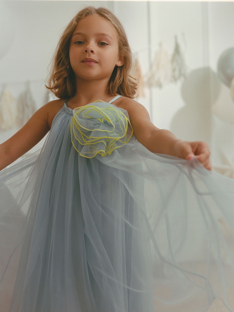 Blue Corsage Mesh Dress (3-16yrs) - Image 2 of 6