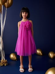 Magenta Pink Corsage Mesh Dress (3-16yrs) - Image 2 of 7