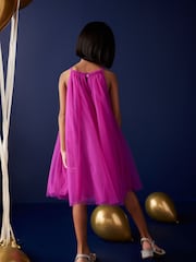 Magenta Pink Corsage Mesh Dress (3-16yrs) - Image 3 of 7