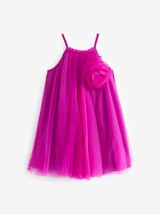 Magenta Pink Corsage Mesh Dress (3-16yrs) - Image 5 of 7