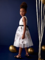 Butterfly Embroidered Mesh Tie Back Party Dress (3-16yrs) - Image 4 of 8