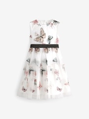 Butterfly Embroidered Mesh Tie Back Party Dress (3-16yrs) - Image 6 of 8