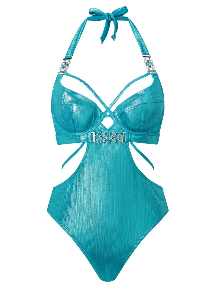 Ann Summers Blue Maldives Metallic Underwired Swimsuit - Image 4 of 4