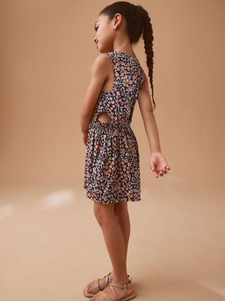 Black Floral Cut-Out Detail Playsuit (3-16yrs) - Image 2 of 8