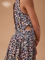 Black Floral Cut-Out Detail Playsuit (3-16yrs) - Image 4 of 8