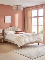 Soft Texture Light Natural Adele Upholstered Bed Frame - Image 1 of 7