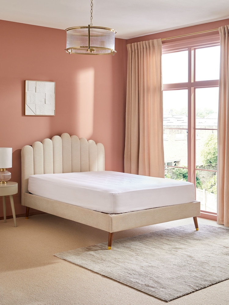 Soft Texture Light Natural Adele Upholstered Bed Frame - Image 2 of 7