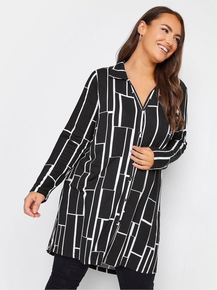 Yours Curve Black Jersey Shirt - Image 1 of 4