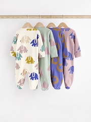Blue Elephant Print Baby Sleepsuit 4 Pack (0mths-2yrs) - Image 2 of 17
