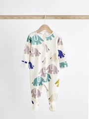 Blue Elephant Print Baby Sleepsuit 4 Pack (0mths-2yrs) - Image 4 of 17