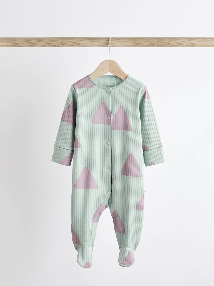Blue Elephant Print Baby Sleepsuit 4 Pack (0mths-2yrs) - Image 5 of 17
