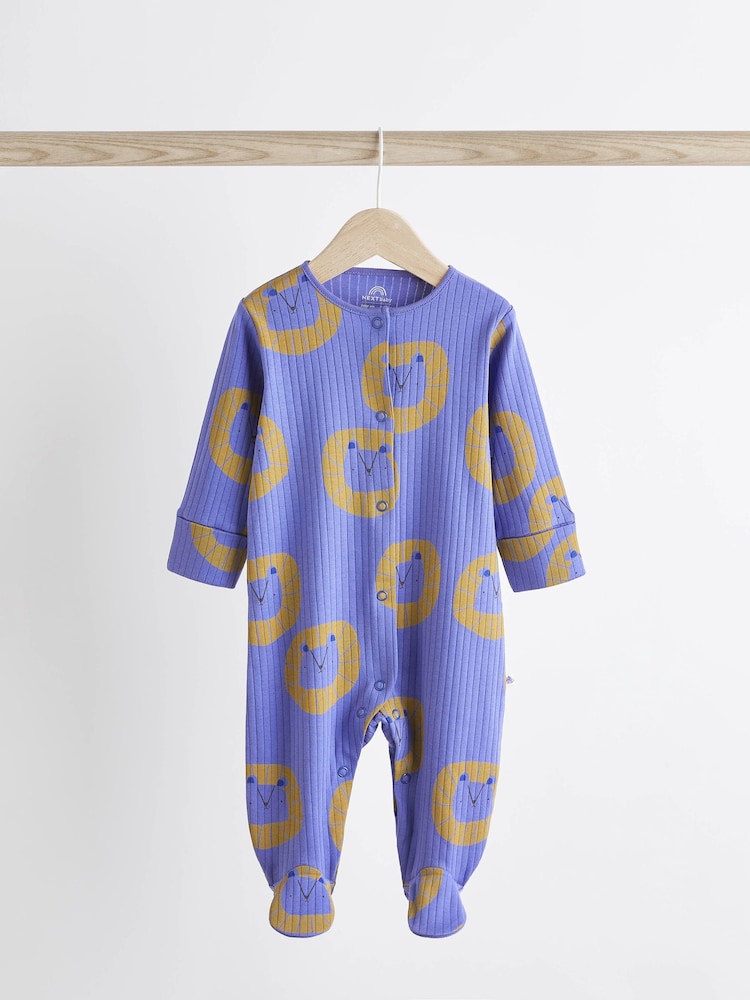 Blue Elephant Print Baby Sleepsuit 4 Pack (0mths-2yrs) - Image 6 of 17