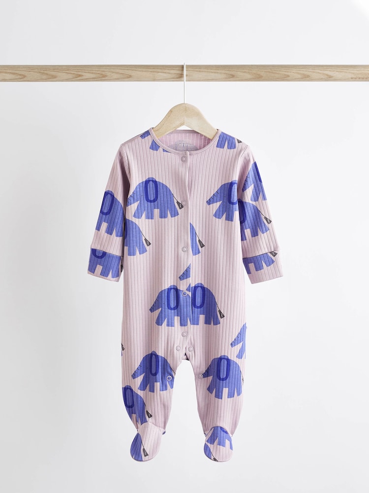 Blue Elephant Print Baby Sleepsuit 4 Pack (0mths-2yrs) - Image 7 of 17