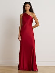 Lauren Ralph Lauren Red Kalexis Hammered Satin One Shoulder Gown - Image 1 of 6