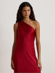 Lauren Ralph Lauren Red Kalexis Hammered Satin One Shoulder Gown - Image 3 of 6