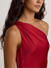 Lauren Ralph Lauren Red Kalexis Hammered Satin One Shoulder Gown - Image 4 of 6