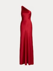 Lauren Ralph Lauren Red Kalexis Hammered Satin One Shoulder Gown - Image 6 of 6