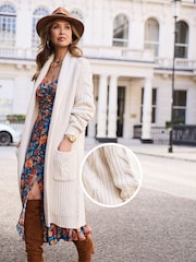 Myleene Klass Cream Cable Knit Longline Cardigan - Image 1 of 6