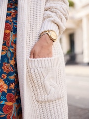 Myleene Klass Cream Cable Knit Longline Cardigan - Image 5 of 6
