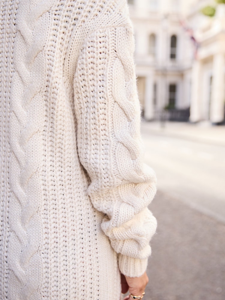 Myleene Klass Cream Cable Knit Longline Cardigan - Image 6 of 6