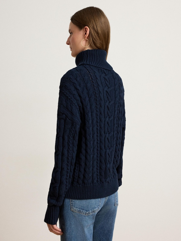 Lauren Ralph Lauren Furqan Combed Cotton Aran Knit Roll Neck Sweater - Bild 2 von 6