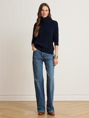 Lauren Ralph Lauren Furqan Combed Cotton Aran Knit Roll Neck Sweater - Bild 3 von 6