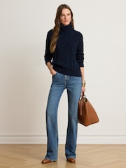 Lauren Ralph Lauren Furqan Combed Cotton Aran Knit Roll Neck Sweater - Bild 5 von 6