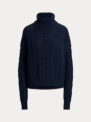 Lauren Ralph Lauren Furqan Combed Cotton Aran Knit Roll Neck Sweater - Bild 6 von 6